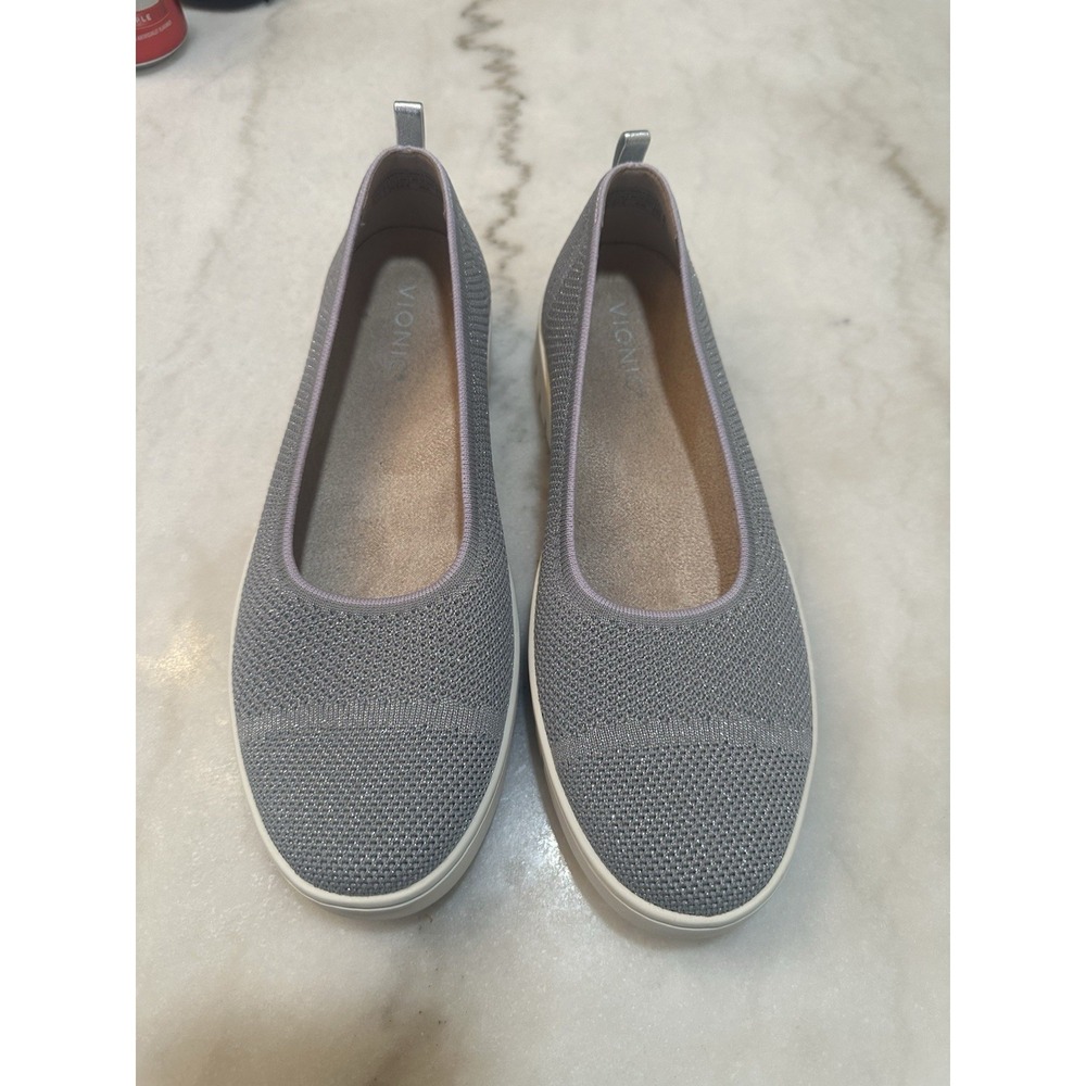 Vionic Womens NWOT ‎ Uptown Skimmer Shimmer Gray Knit Slip-on Comfort Shoes SZ 9